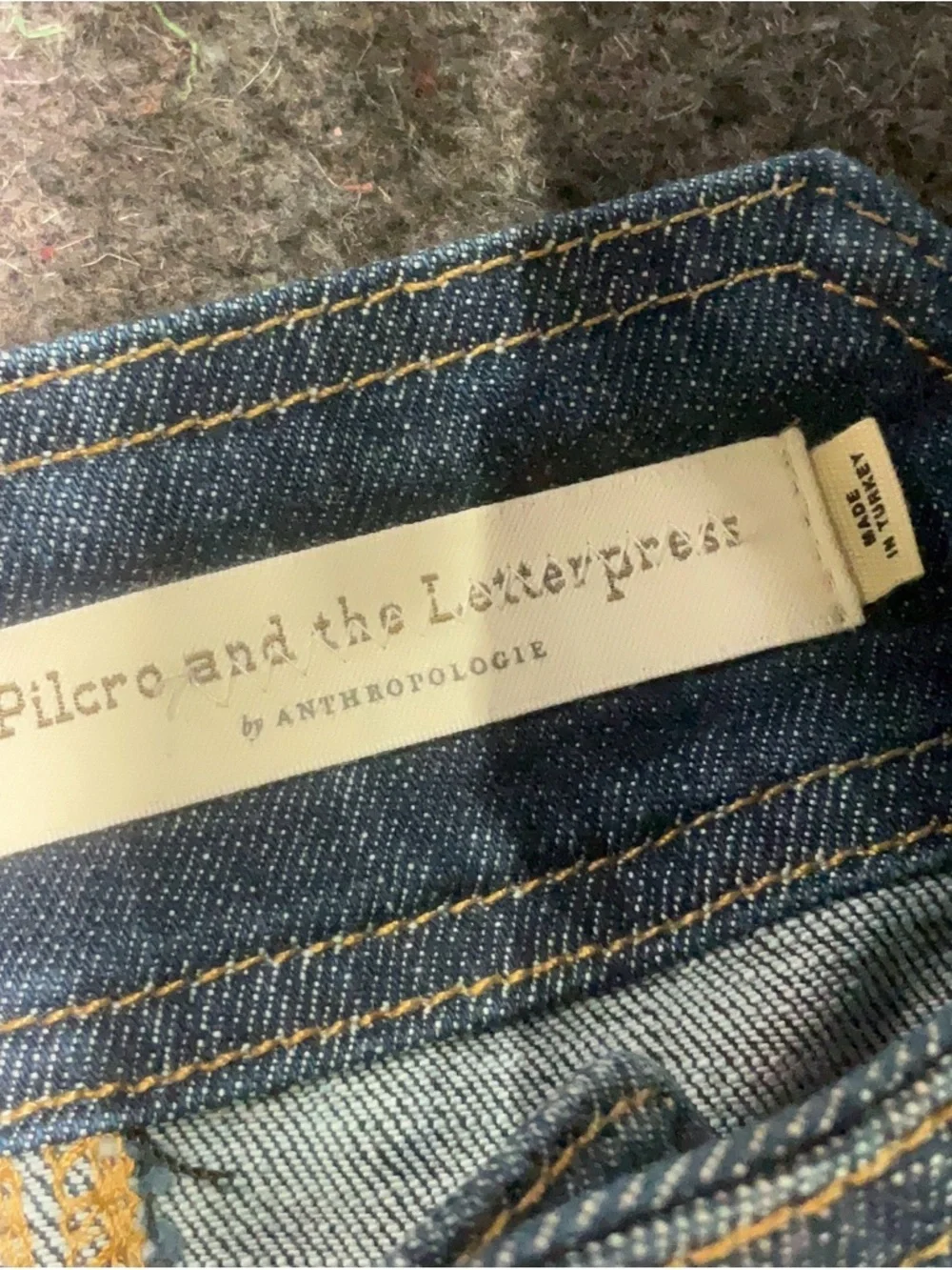 Pilcro by Anthropologie Dark Blue Flare Jeans with Panel Seams